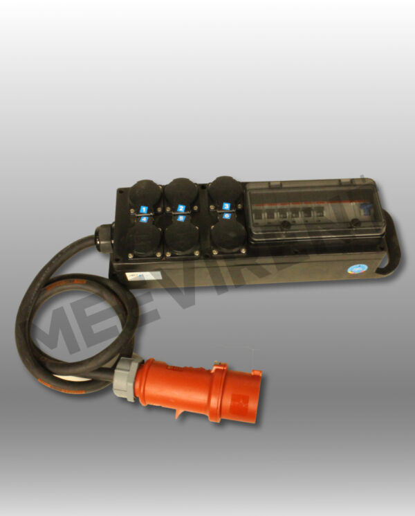 Verteiler CEE 32A auf 6x Schuko Sammel RCD