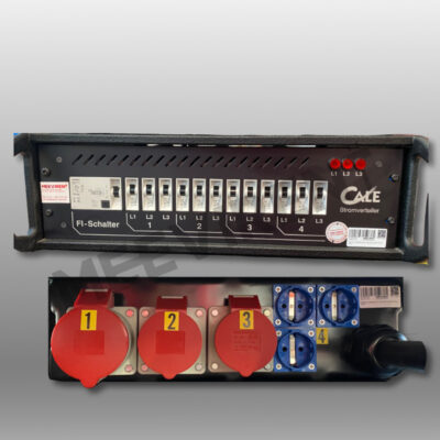 Verteiler 19" CEE  63A auf 1x CEE 32A, 2x CEE 16A, 3x Schuko