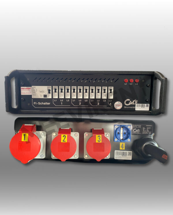 Verteiler 19" CEE  63A auf 1x CEE 32A, 2x CEE 16A, 1x Schuko