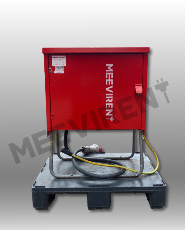 Verteiler (Stahlgehäuse) CEE 63A auf 1x CEE 32A, 2x CEE 16A, 6x Schuko, 1x PE-Dinse