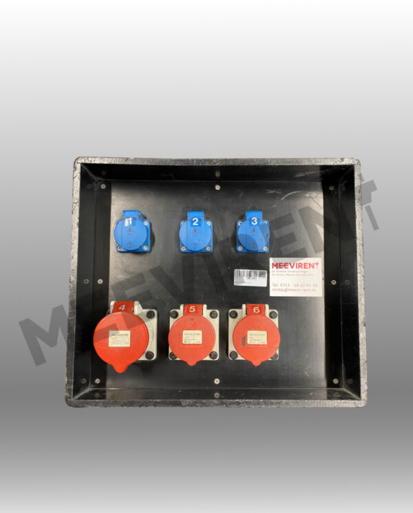 Zeitschaltuhr CEE 32A auf 1x CEE 32A, 2x CEE 16A, 3x Schuko Sammel RCD – Bild 4