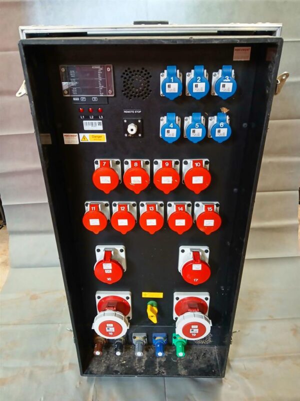 Verteiler Powerlock 400A auf 2x CEE 125A, 2x CEE 63A, 9x CEE 32A, 6x CEE 16A 3-pol, 1x PE-Schraube M12 Feingewinde Sammel RCD – Bild 6