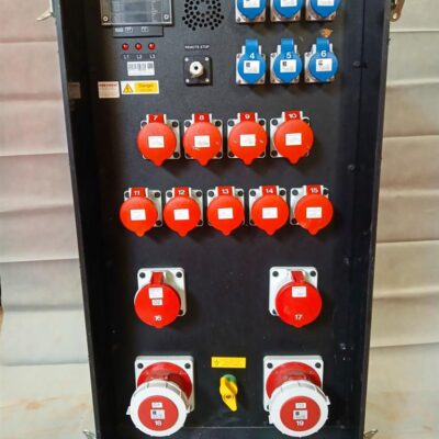 Verteiler Powerlock 400A auf 2x CEE 125A, 2x CEE 63A, 9x CEE 32A, 6x CEE 16A 3-pol, 1x PE-Schraube M12 Feingewinde Sammel RCD