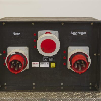 Verteiler 2x CEE 125A auf 1x CEE 125A, 1x Schuko mit FI/LS Notumschalter
