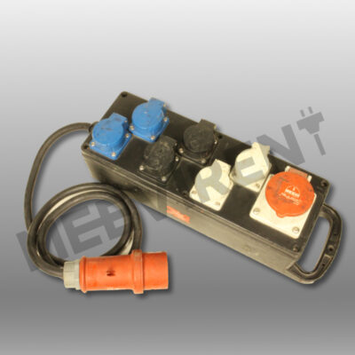 Verteiler CEE 16A auf 1x CEE 16A, 6x Schuko