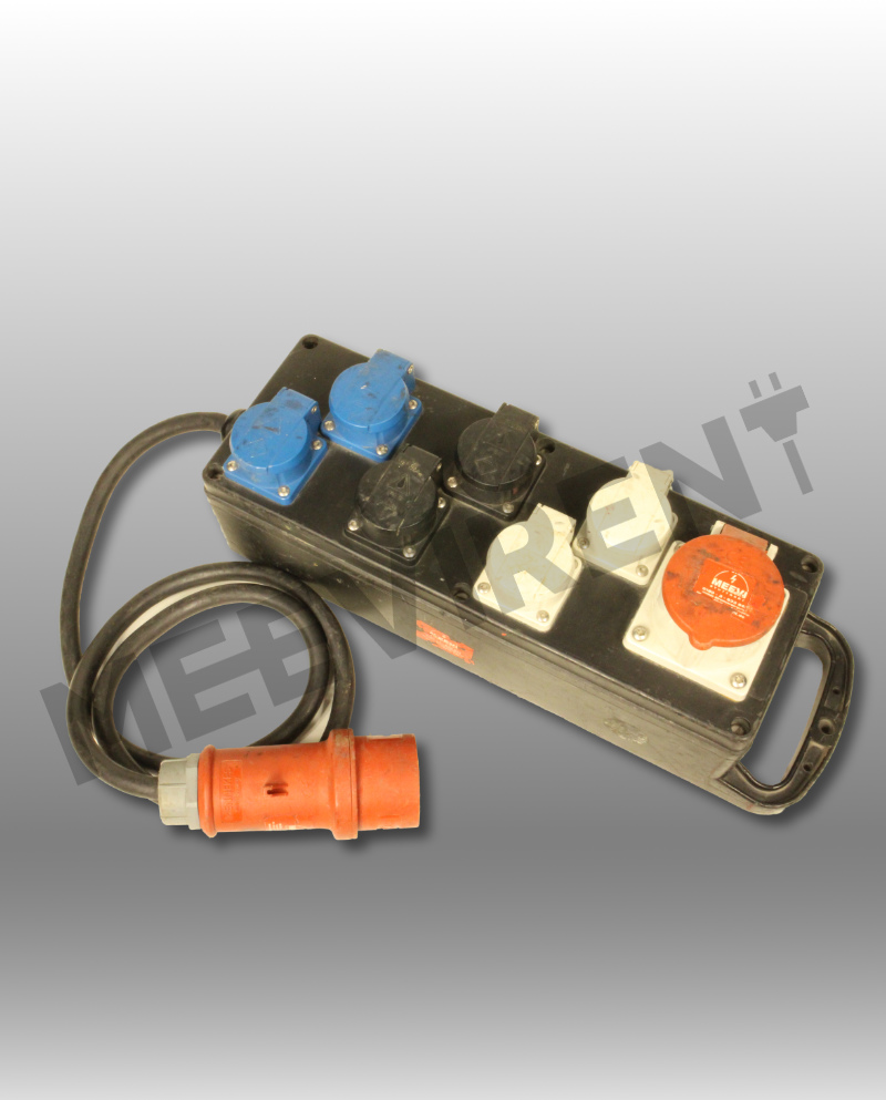 Verteiler CEE 16A auf 1x CEE 16A, 6x Schuko