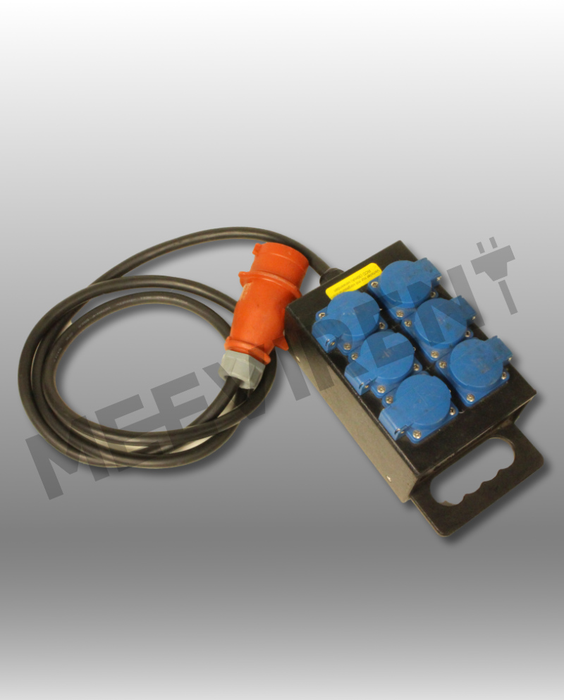 Verteiler CEE 16A auf 6x Schuko