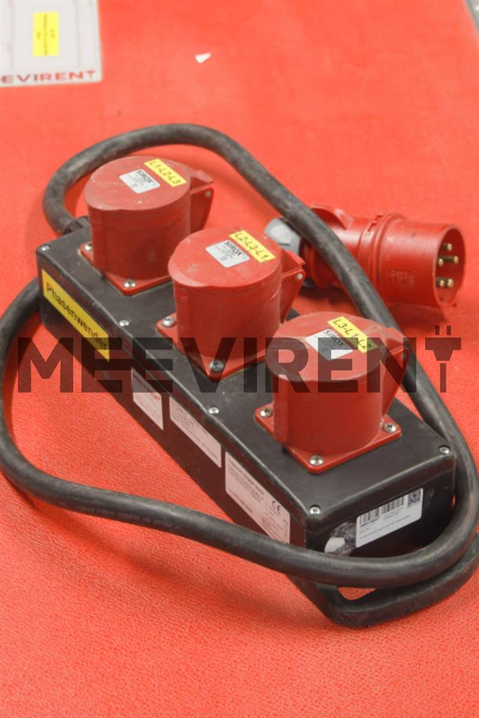 Verteiler CEE 32A auf 3x CEE 32A, Phasenwender