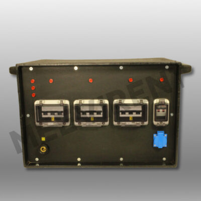 Verteiler Powerlock 400A auf 3x CEE 125A, 1x Schuko, 1x PE-Dinse