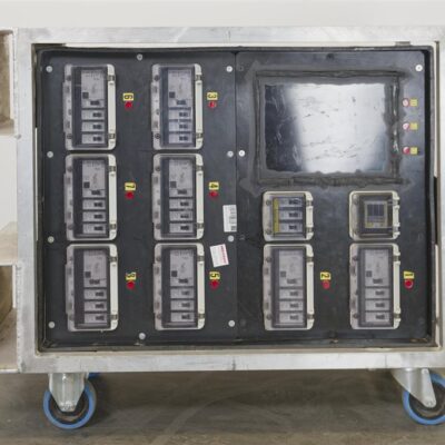 Verteiler Powerlock 400A auf 1x Powerlock 400A, 8x CEE 63A, 1x PE-Dinse