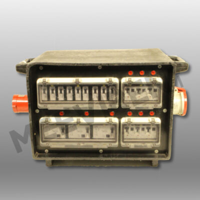 Verteiler CEE 63A auf 1x CEE 63A, 2x CEE 32A, 1x CEE 16A, 6x Schuko, 1x PE-Dinse