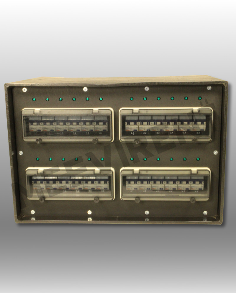 Verteiler CEE 63A auf 4x Harting Han 16B, 1x Schuko, 1x cPot, 1x PE-Dinse