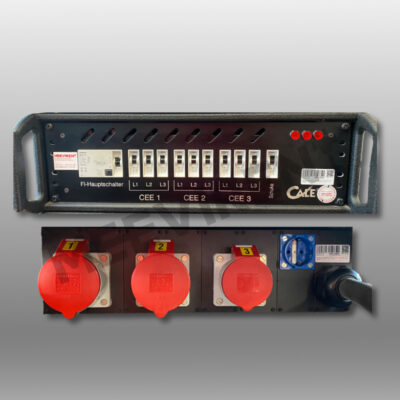 Verteiler 19" CEE  63A auf 2x CEE 32A, 1x CEE 16A, 1x Schuko