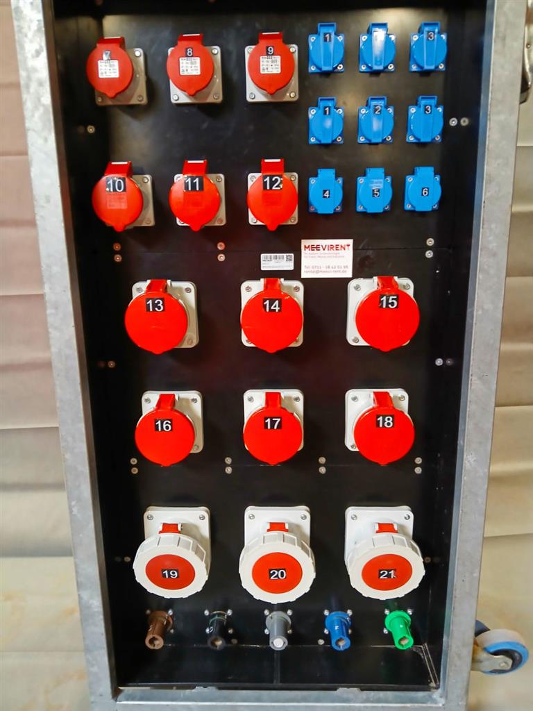 Verteiler Powerlock 400A auf 3x CEE 125A, 6x CEE 63A, 3x CEE 32A, 3x CEE 16A, 3x Schuko, 6x Schuko, 1x PE-Dinse – Bild 4