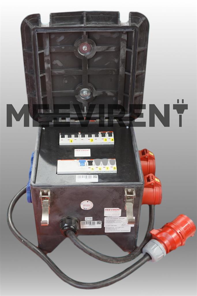 Verteiler CEE 32A auf 2x CEE 16A, 6x Schuko Sammel RCD – Bild 5