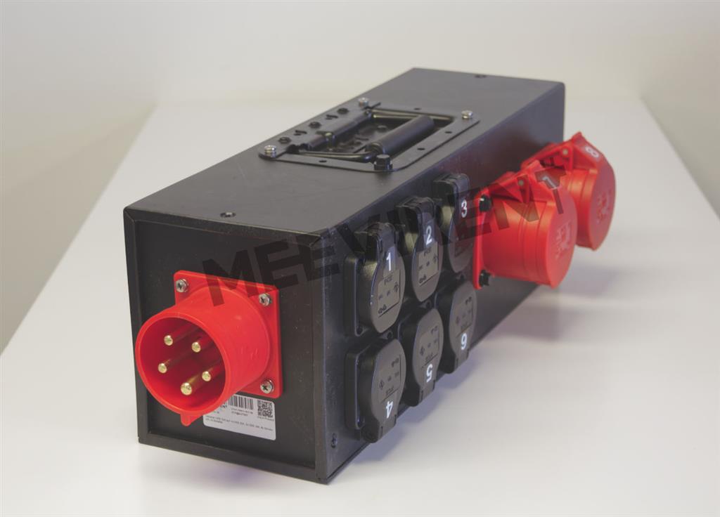Verteiler CEE 32A auf 1x CEE 32A, 2x CEE 16A, 6x Schuko